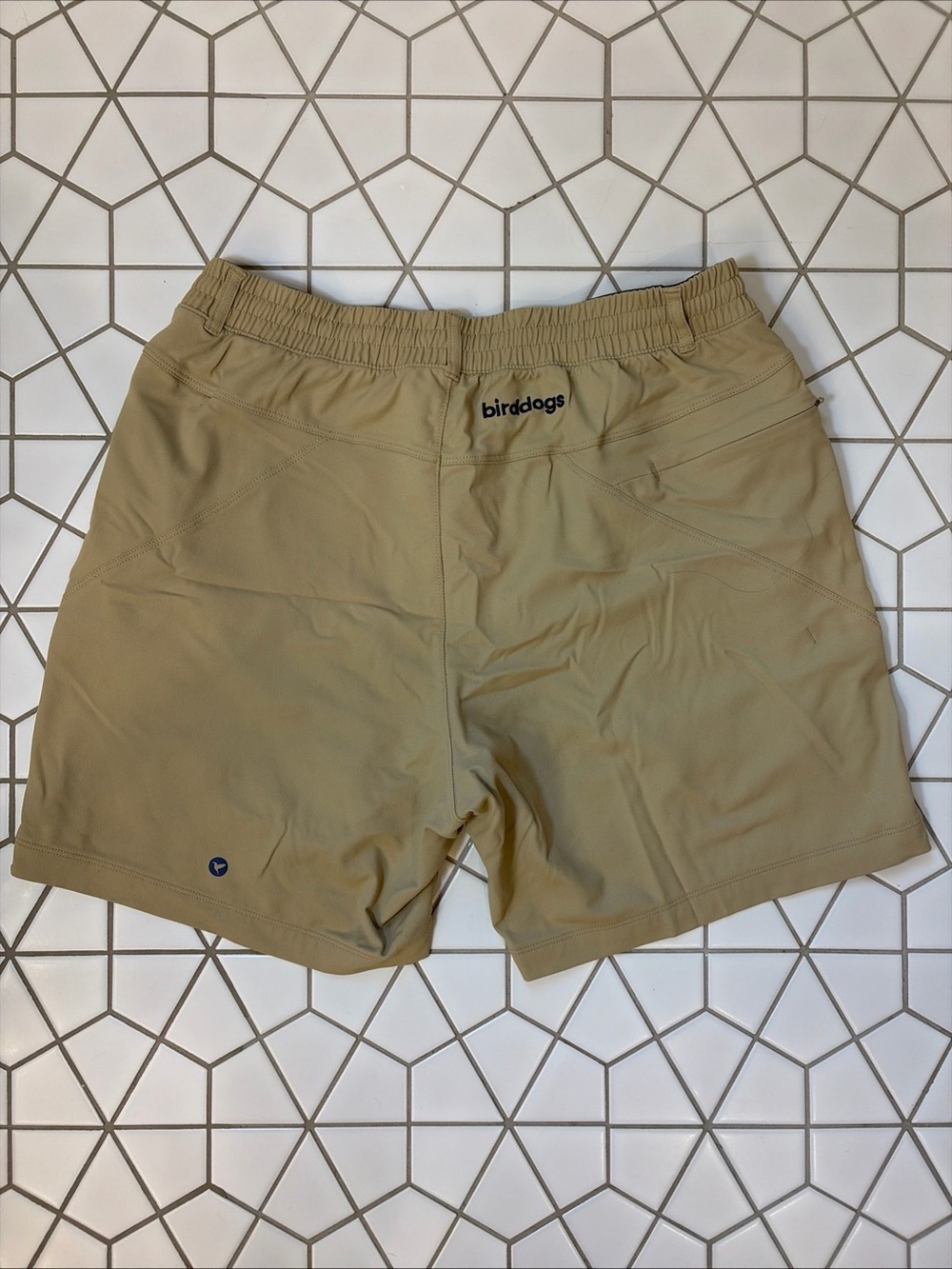 Bird dog Men Shorts Size Large Lined Athletic Gym 6 Inseam Workout Stretch Tan
